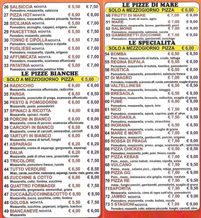 Menu di La Mia Regina 