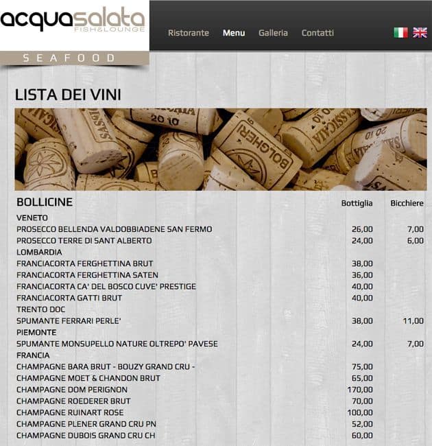 Menu di Acqua Salata 