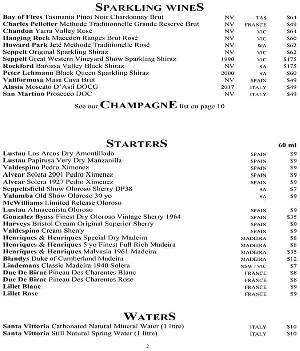 Menu at Friends Restaurant, Perth, 200 St Terrace