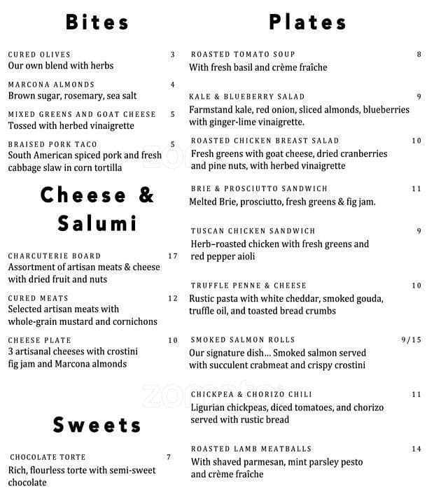 Vino Volo Menu, Menu for Vino Volo, Denver International Airport