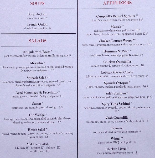 Campbell's Place a Philadelphia Foto del Menu con Prezzi Urbanspoon