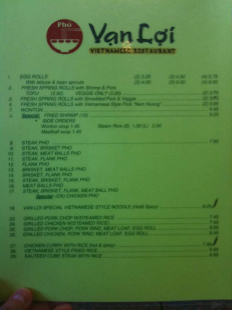 Van Loi menu