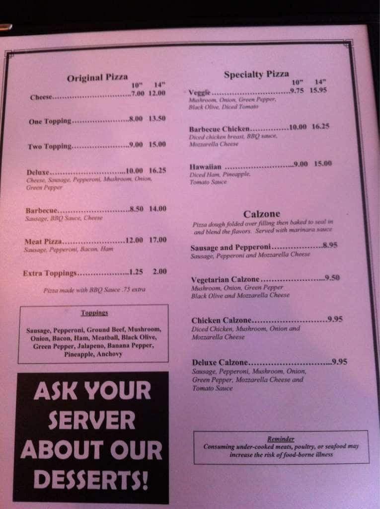 Menu at Pizza King pizzeria, Greencastle, 400 S Bloomington St