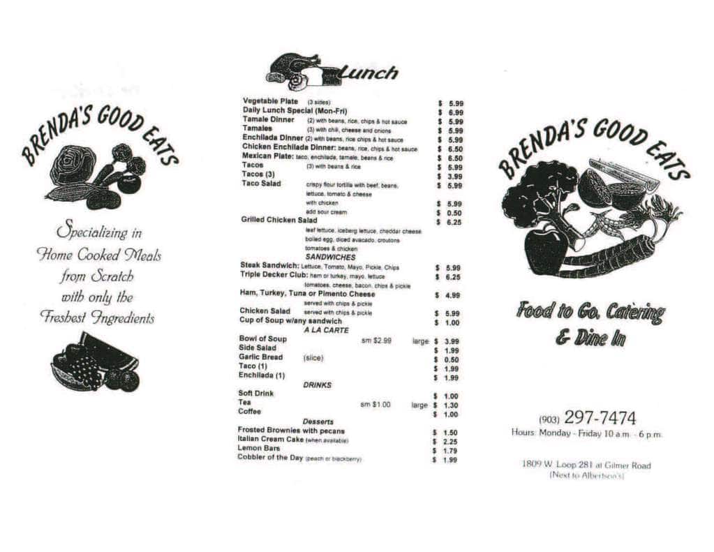 Brenda's Good Eats Menu, Menu for Brenda's Good Eats, Longview