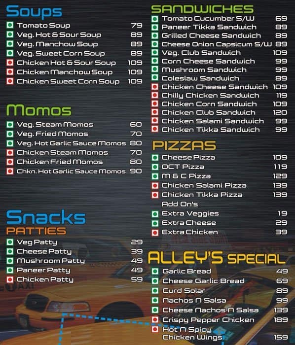 Alley's Urbane Cafe Menu, Menu for Alley's Urbane Cafe, Sector 110