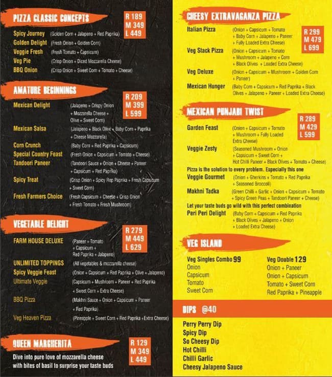 Menu of Pizza Flakes, Rohini, New Delhi