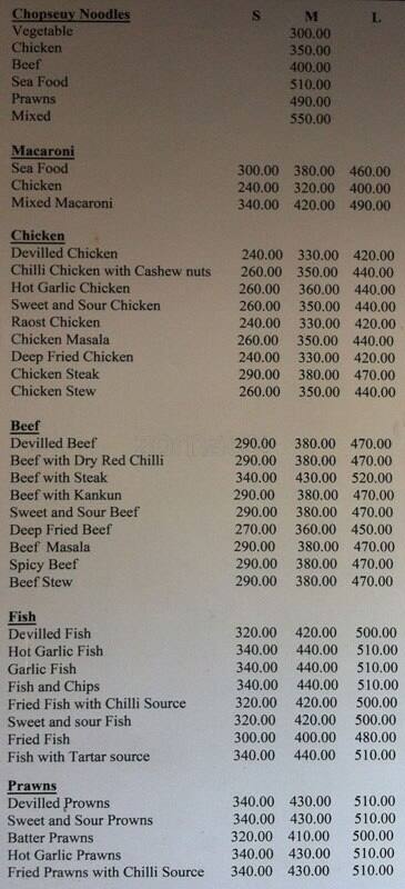 Royal Host menu