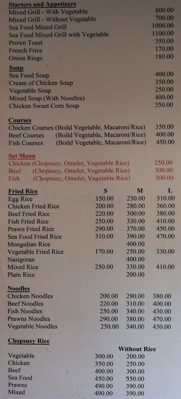 Royal Host menu