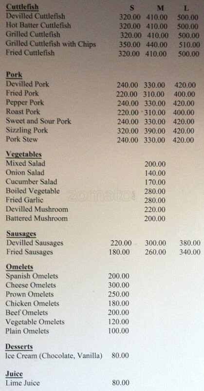 Royal Host menu