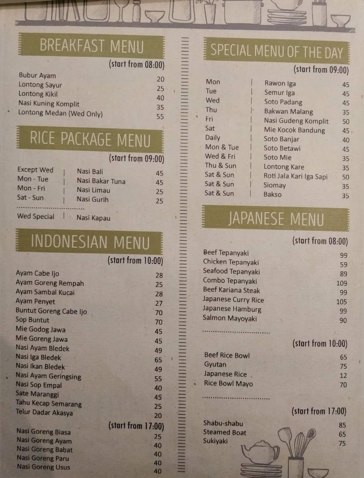 Akasya Express Menu, Menu for Akasya Express, Kemang, Jakarta Zomato