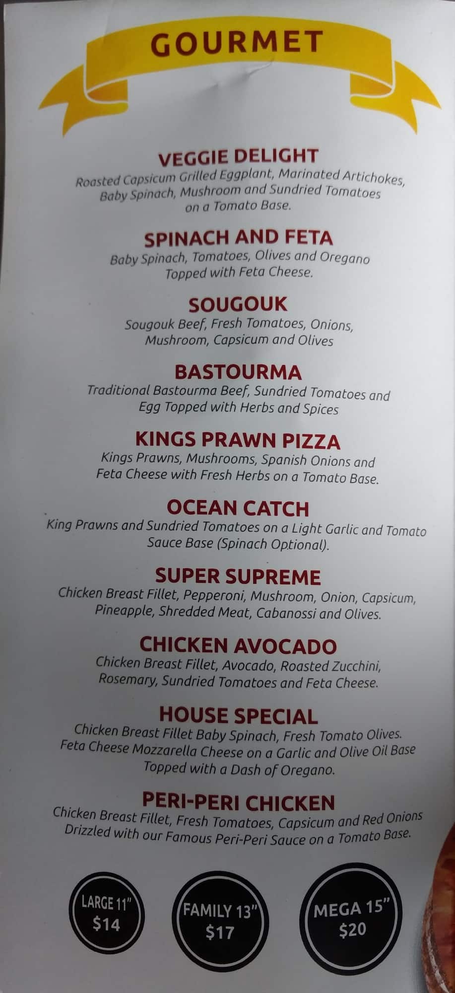 Menu at Kings Pizza and Bakery, Rockdale