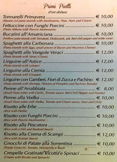 Menu di Orazio nuova gestione 
