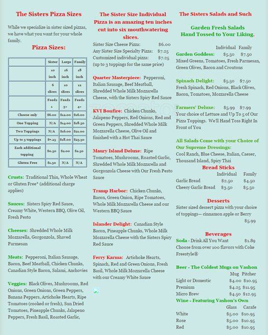 Saucy Sisters Brick Oven Pizzeria Menu Urbanspoon/Zomato