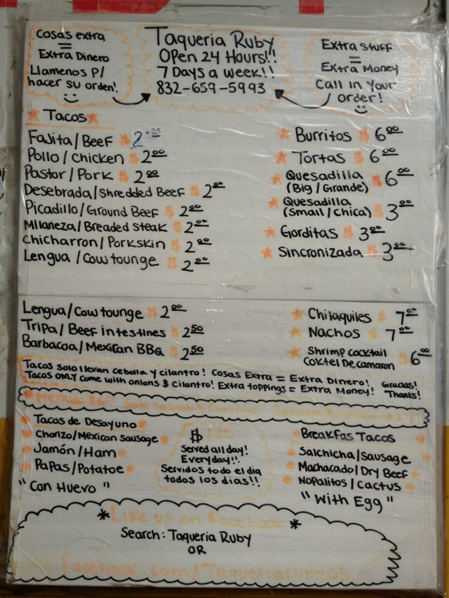 Taqueria Ruby Menu, Menu for Taqueria Ruby, Cypress, Houston