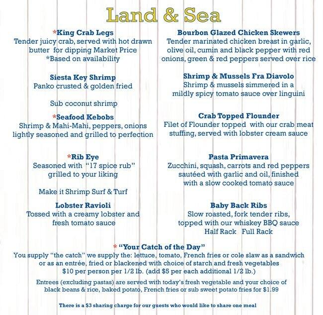 Menu at Boatyard Waterfront Bar and Grill, Sarasota