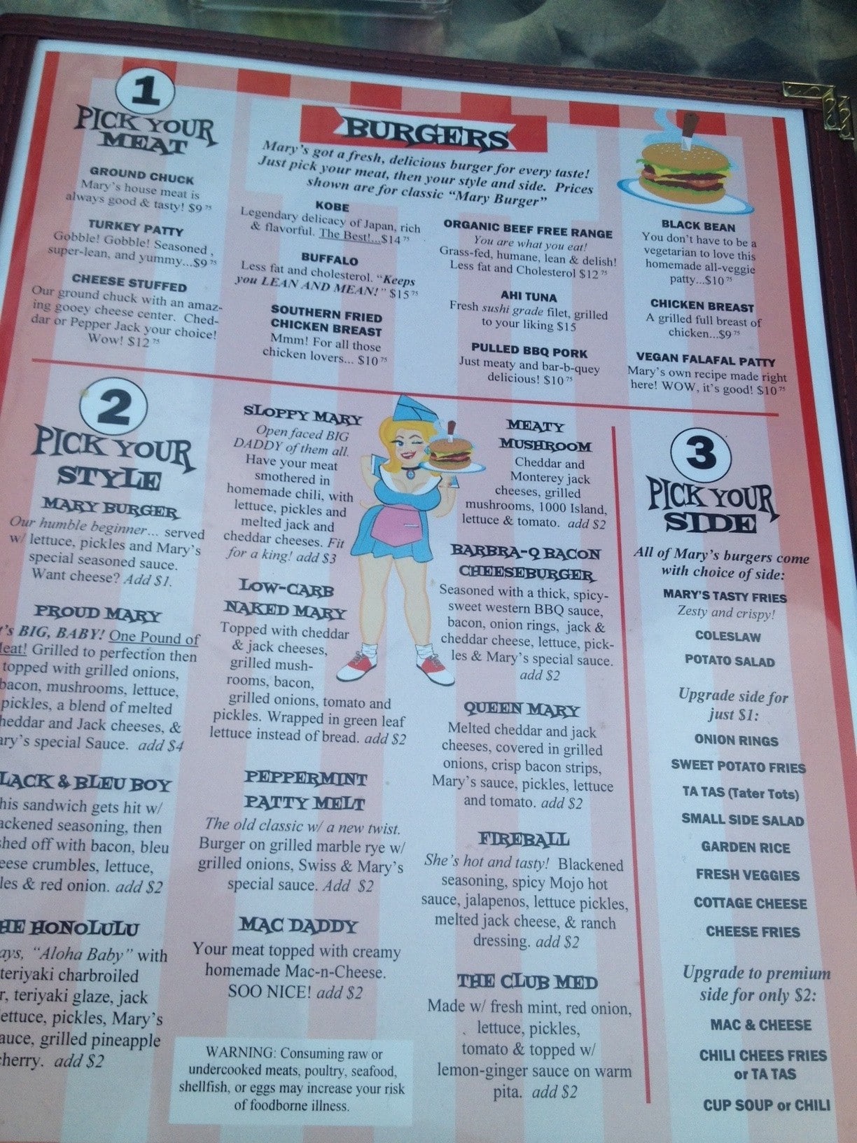 Hamburger Mary's a Kansas City, Missouri Foto del Menu con Prezzi
