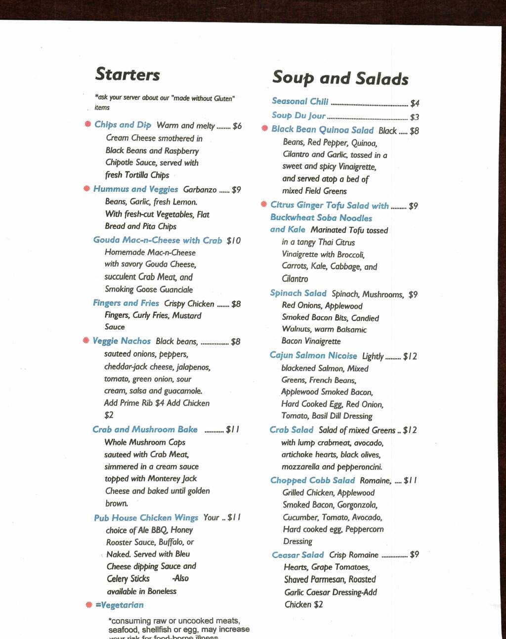 Menu at Chancellor's Restaurant, Indianapolis