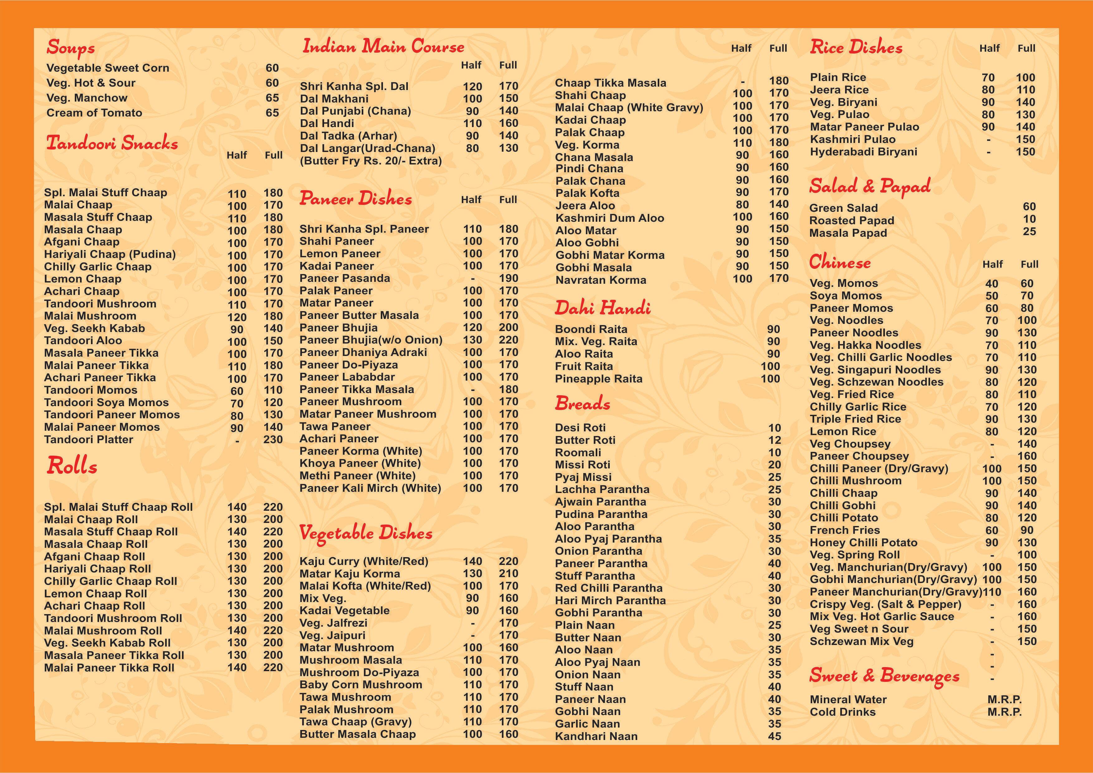 Shri Kanha Foods Menu, Menu for Shri Kanha Foods, Vivek Vihar, New ...