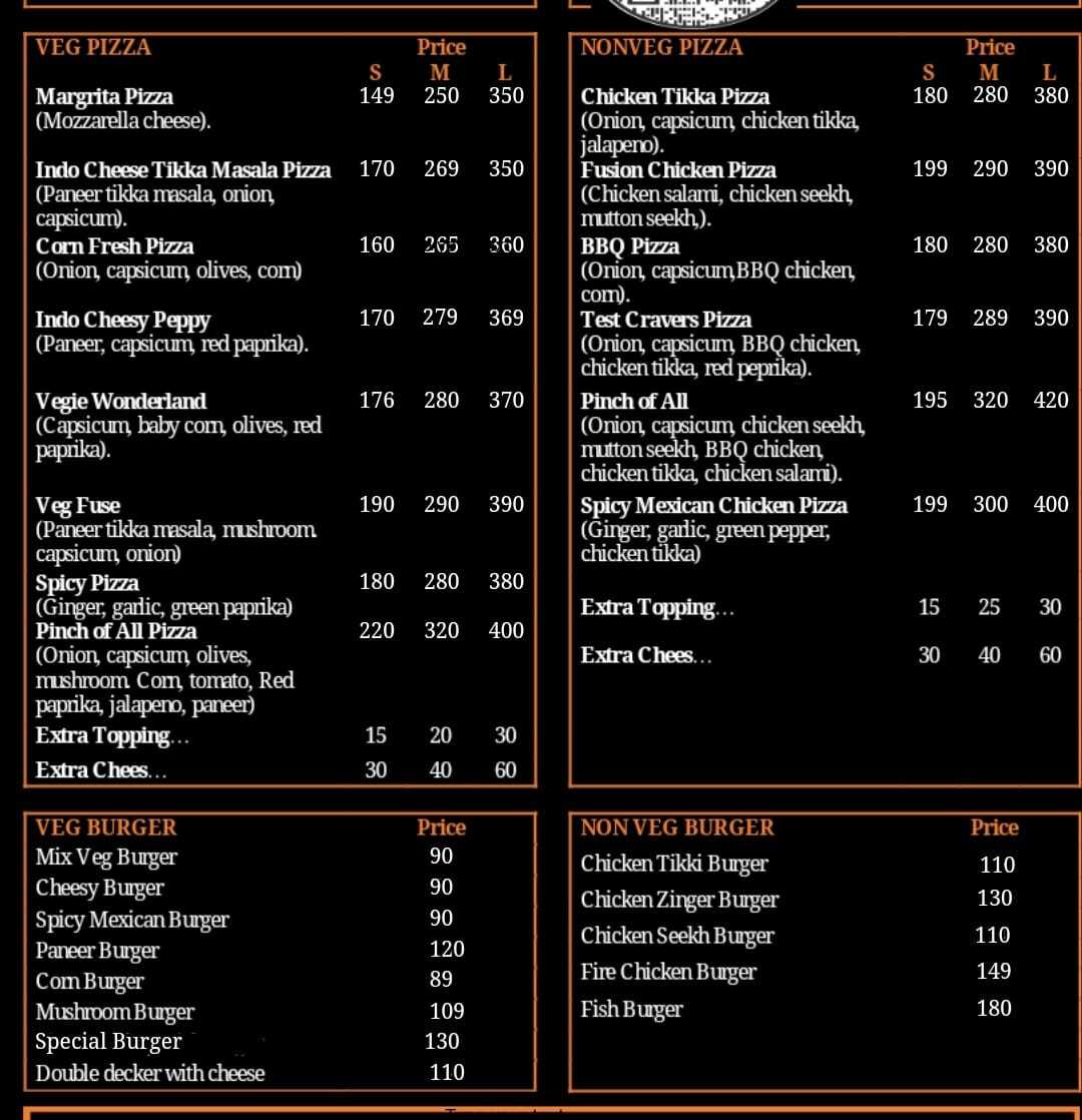 Menu of Fast Five Cafe, Phagwara Locality, Phagwara