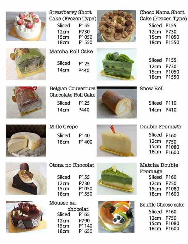 Patisserie Bebe Rouge Menu Menu For Patisserie Bebe Rouge San Antonio Makati City