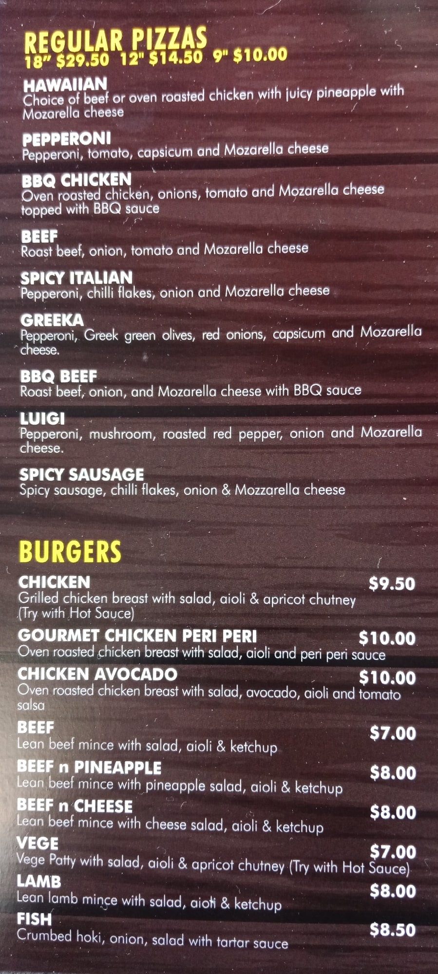 Menu Of Pizza Express Mt Roskill Auckland