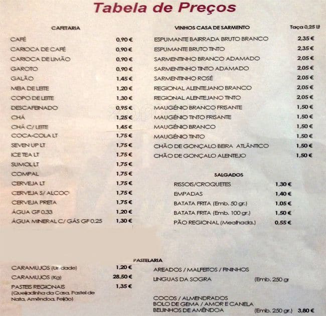 Menu em Meta dos Leitões restaurante, Lisboa, Centro Comercial Colombo