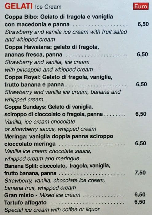 Menu di Ristorante Pizzeria Bibo Bar 