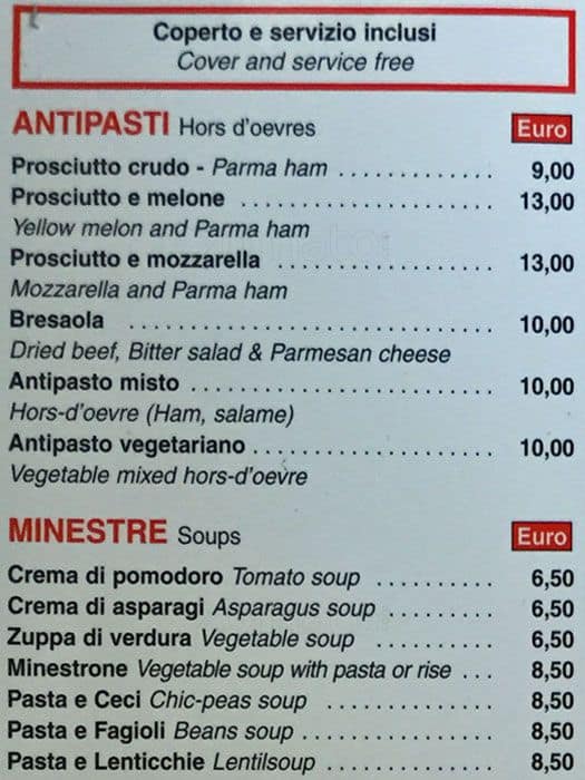 Menu di Ristorante Pizzeria Bibo Bar 