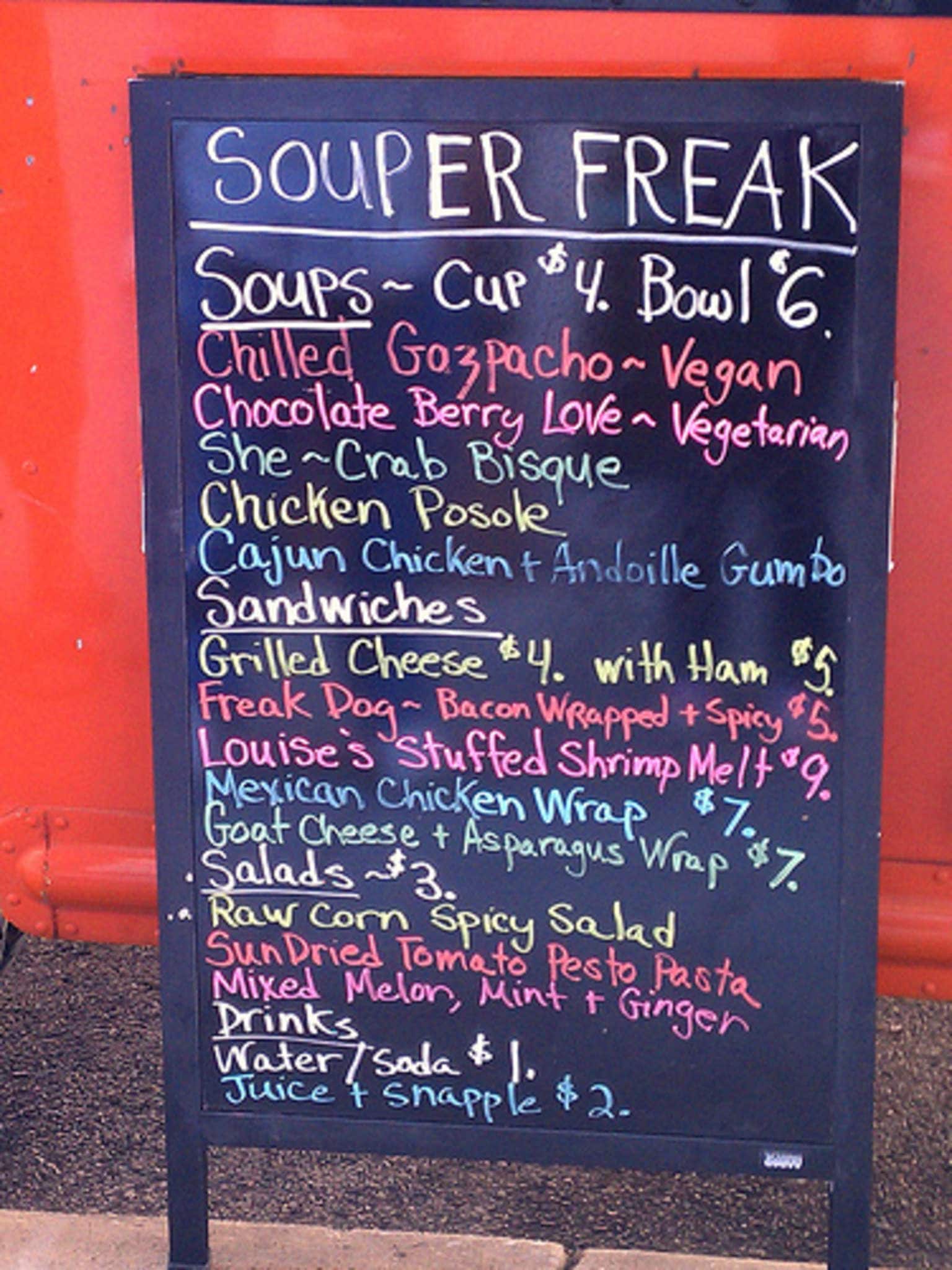 Souper Freak menu