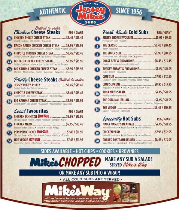 jersey mines menu