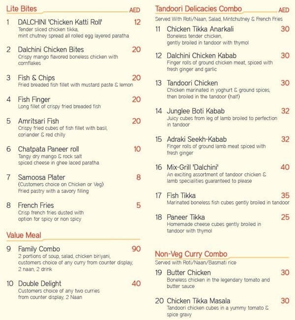 Dalchini Menu, Menu for Dalchini, Al Mushrif, Abu Dhabi - Zomato