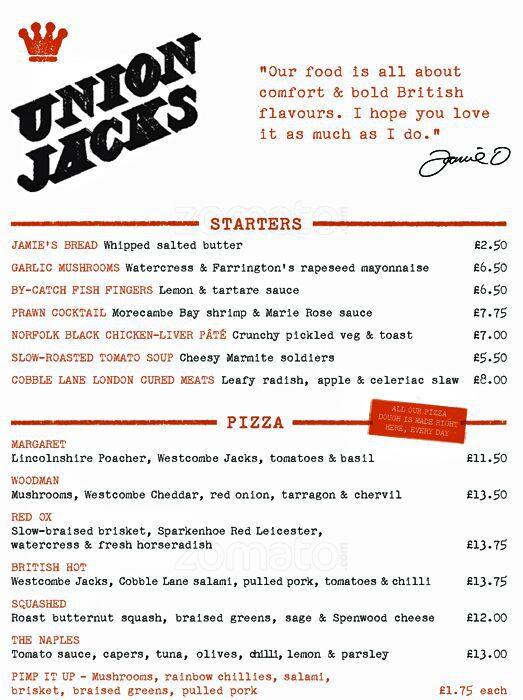 Union Jacks Menu, Menu for Union Jacks, Covent Garden, London Zomato UK