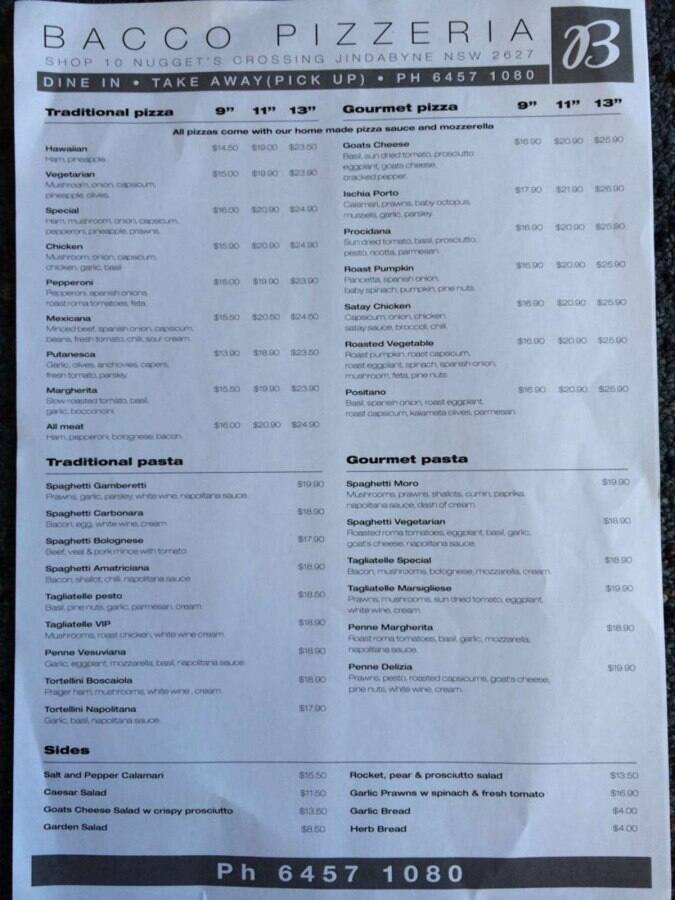 Bacco Italian Restaurant, Jindabyne, Jindabyne Zomato