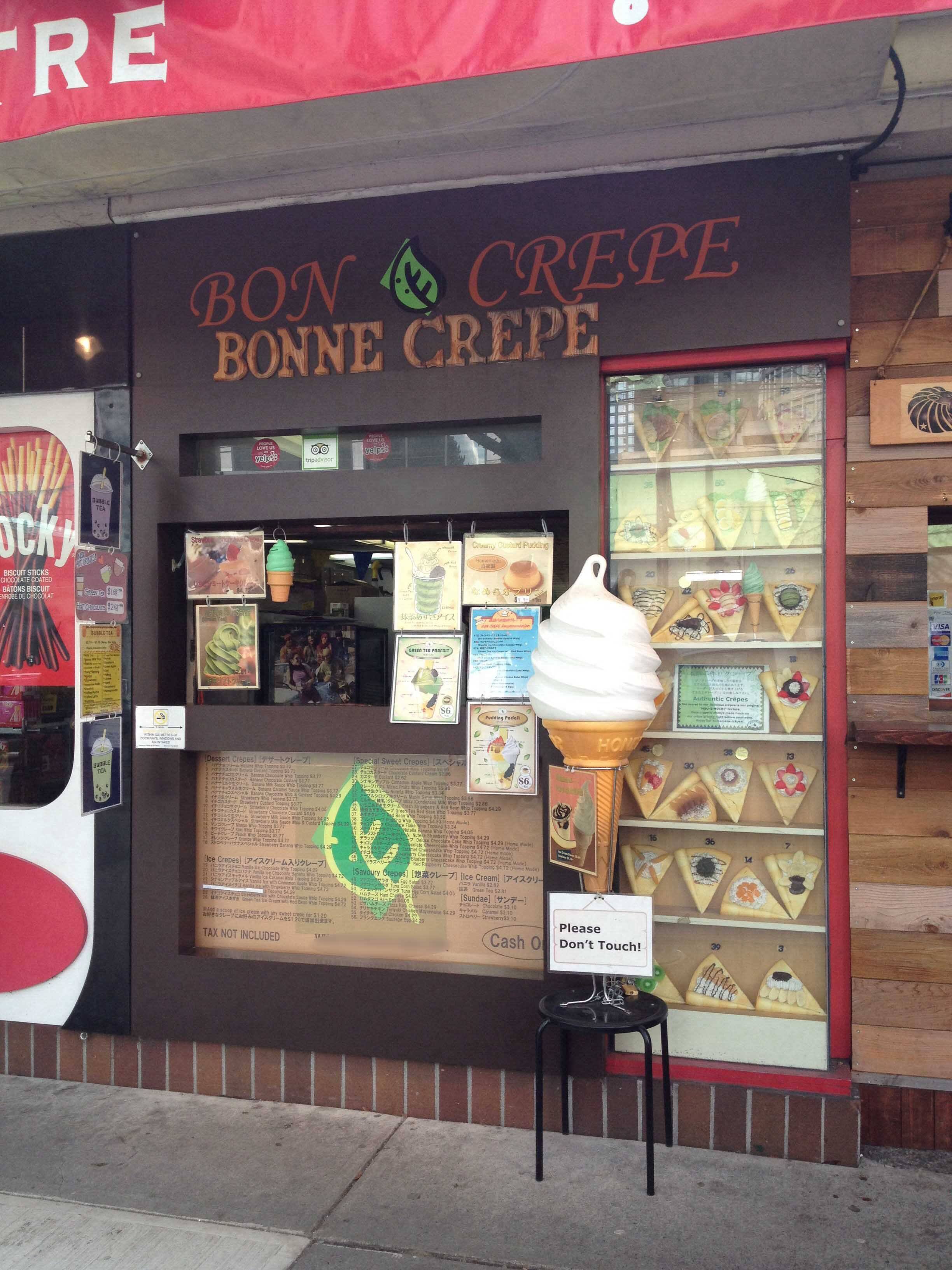 Menu of Bon Crepe, West End, Vancouver