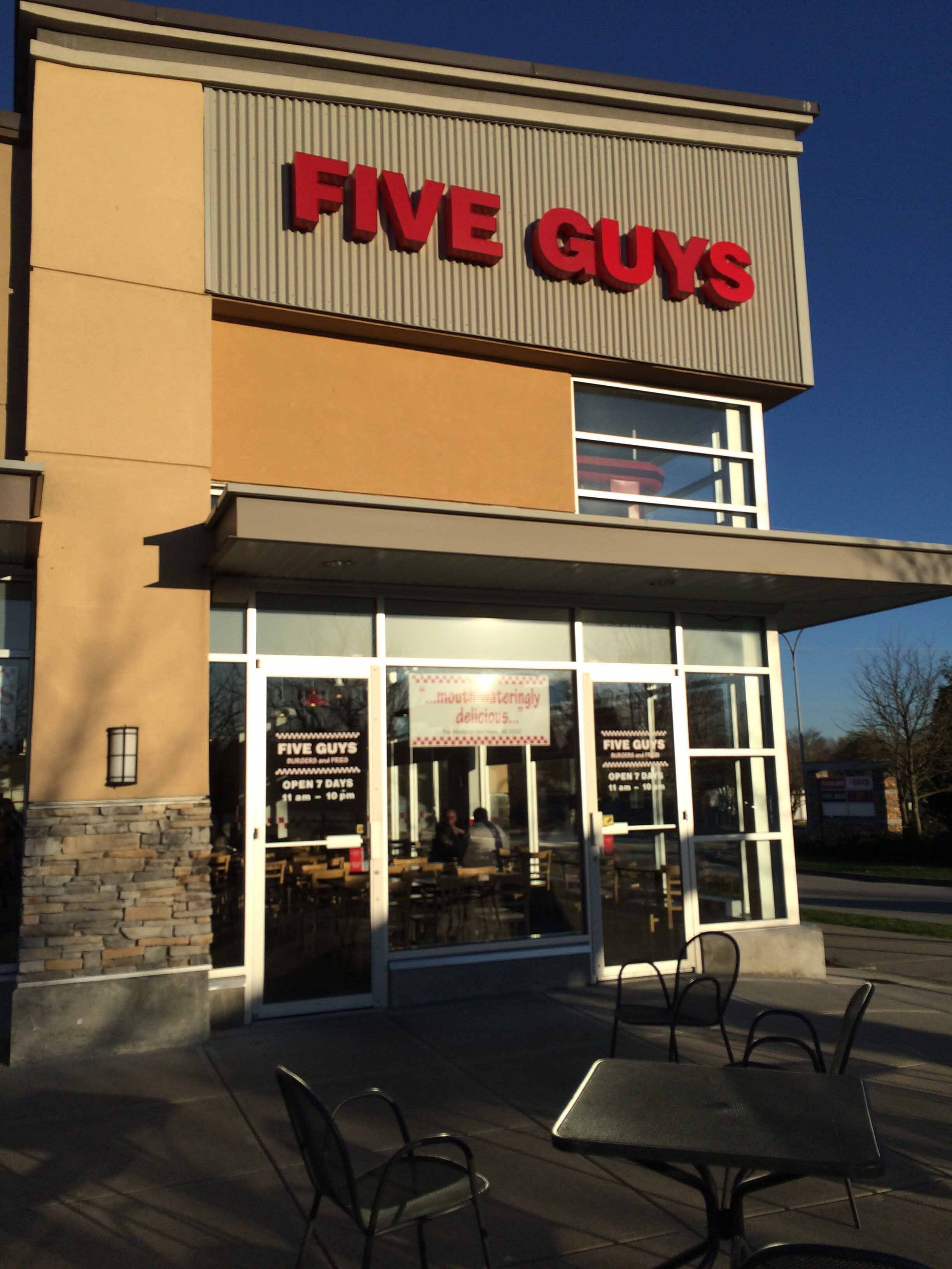 Menu of Five Guys, South Surrey, Surrey