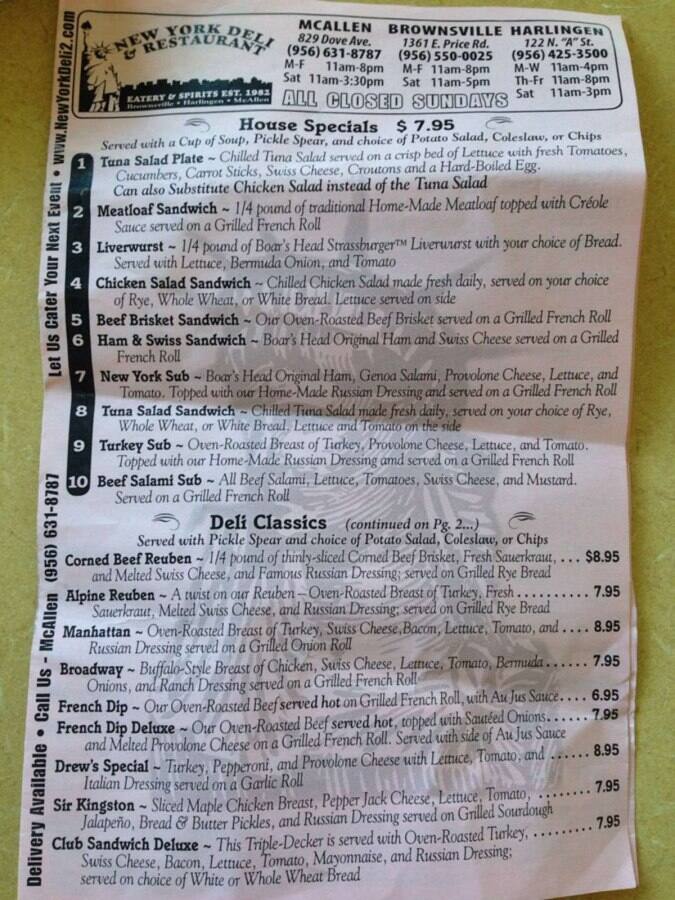 New York Deli Mcallen Mcallen Zomato