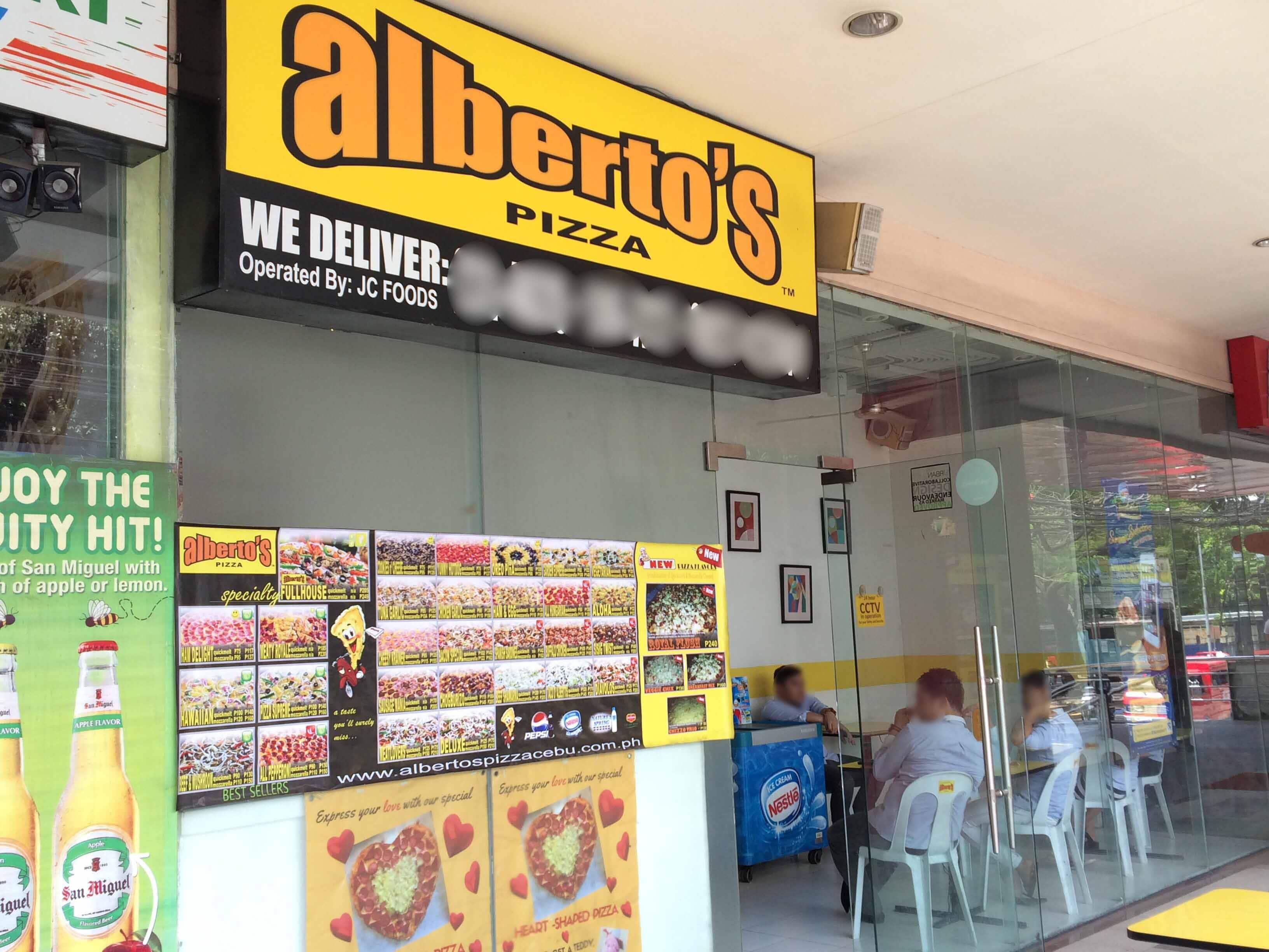 Menu of Alberto's Pizza, Kasambagan, Cebu City