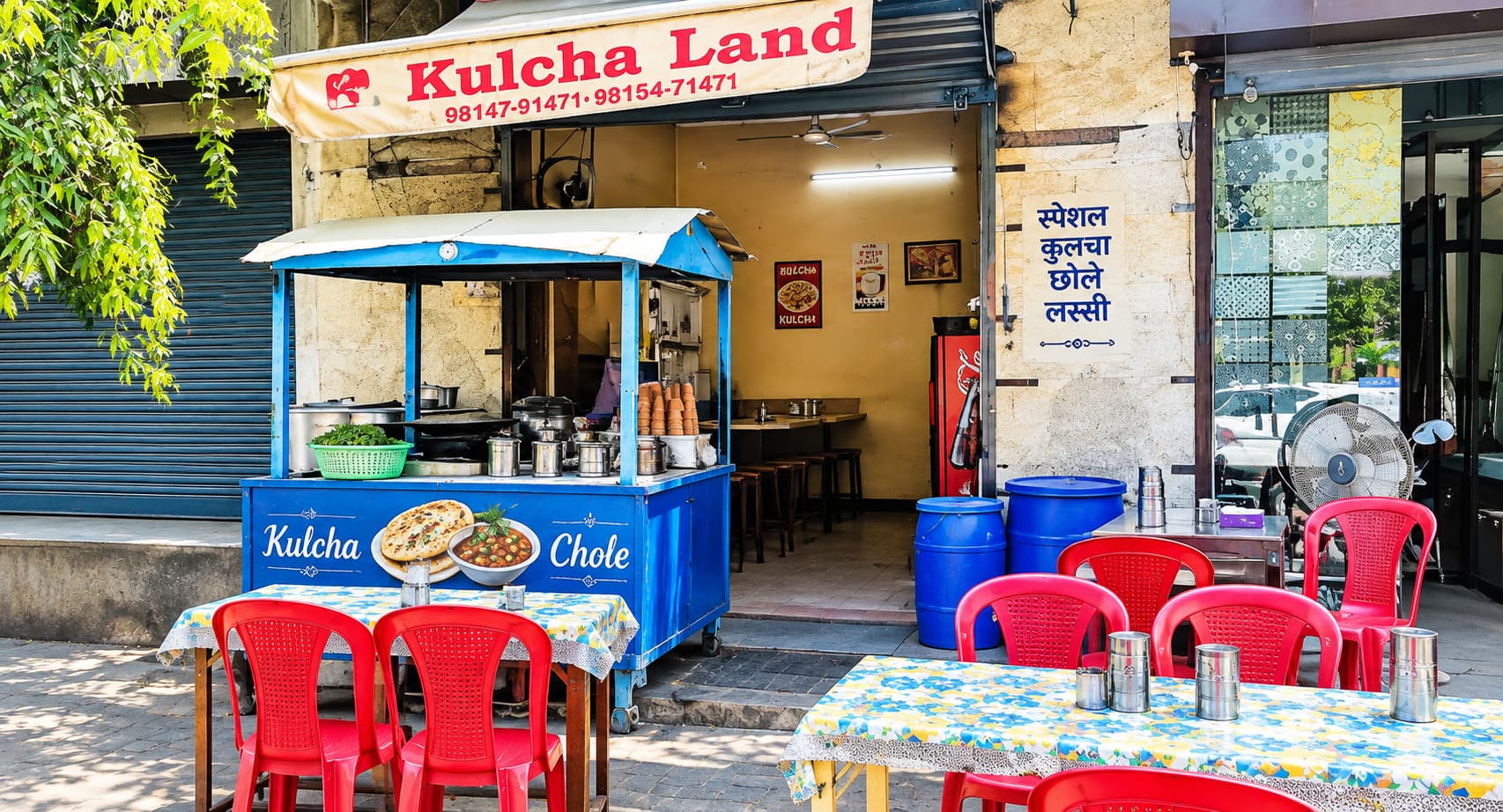 punjabi street food, punjabi food, street food, street snacks, chole bhature, amritsari kulcha, samosa, tikki, lassi - AK Kulcha Land - img1
