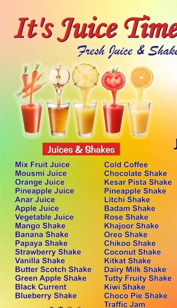 Menu of Its Juice Time, Kamla Nagar, New Delhi