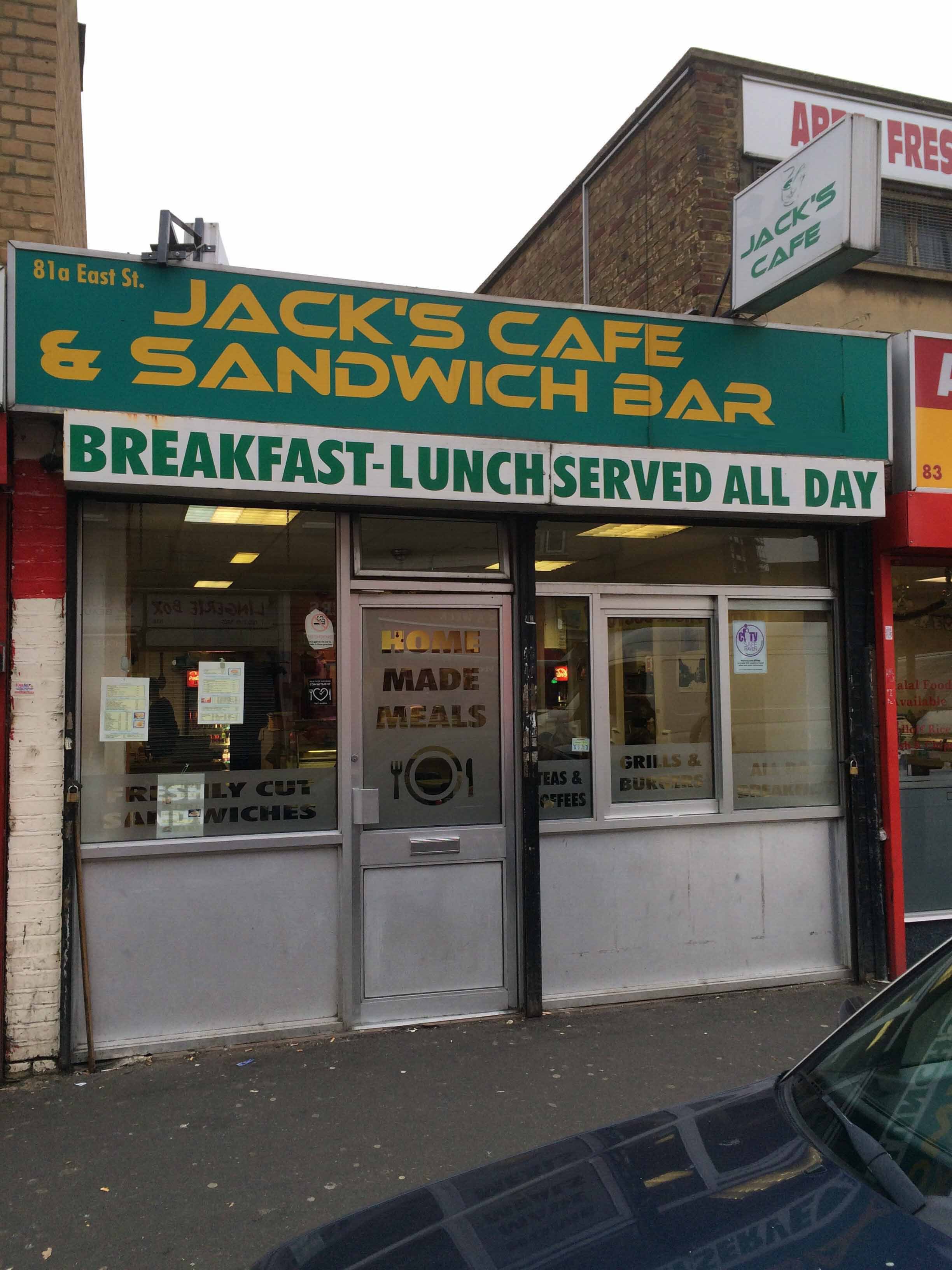 Menu of Jack's Cafe, East Street, Walworth, London