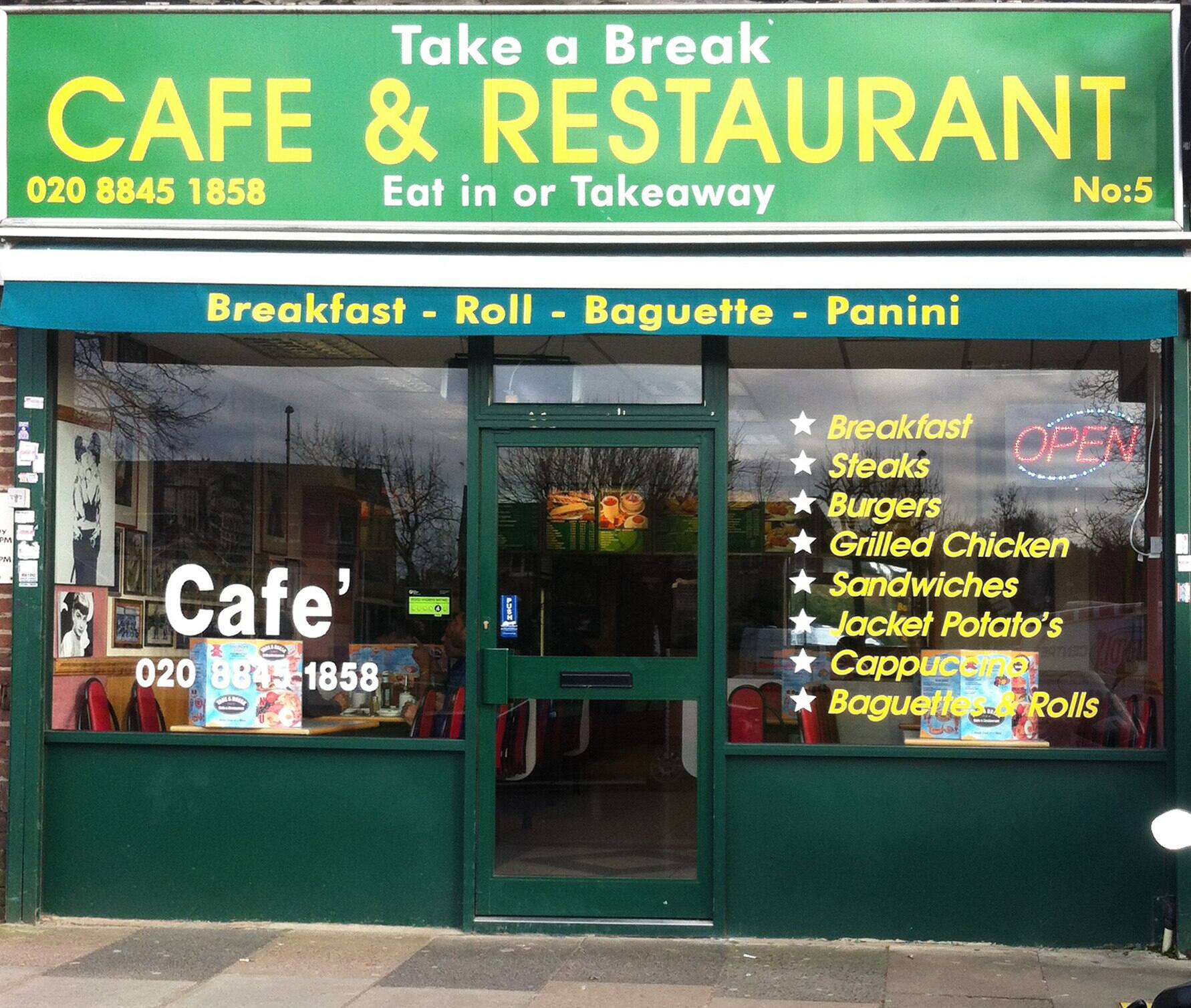 Menu of Take a Break, Northolt, London