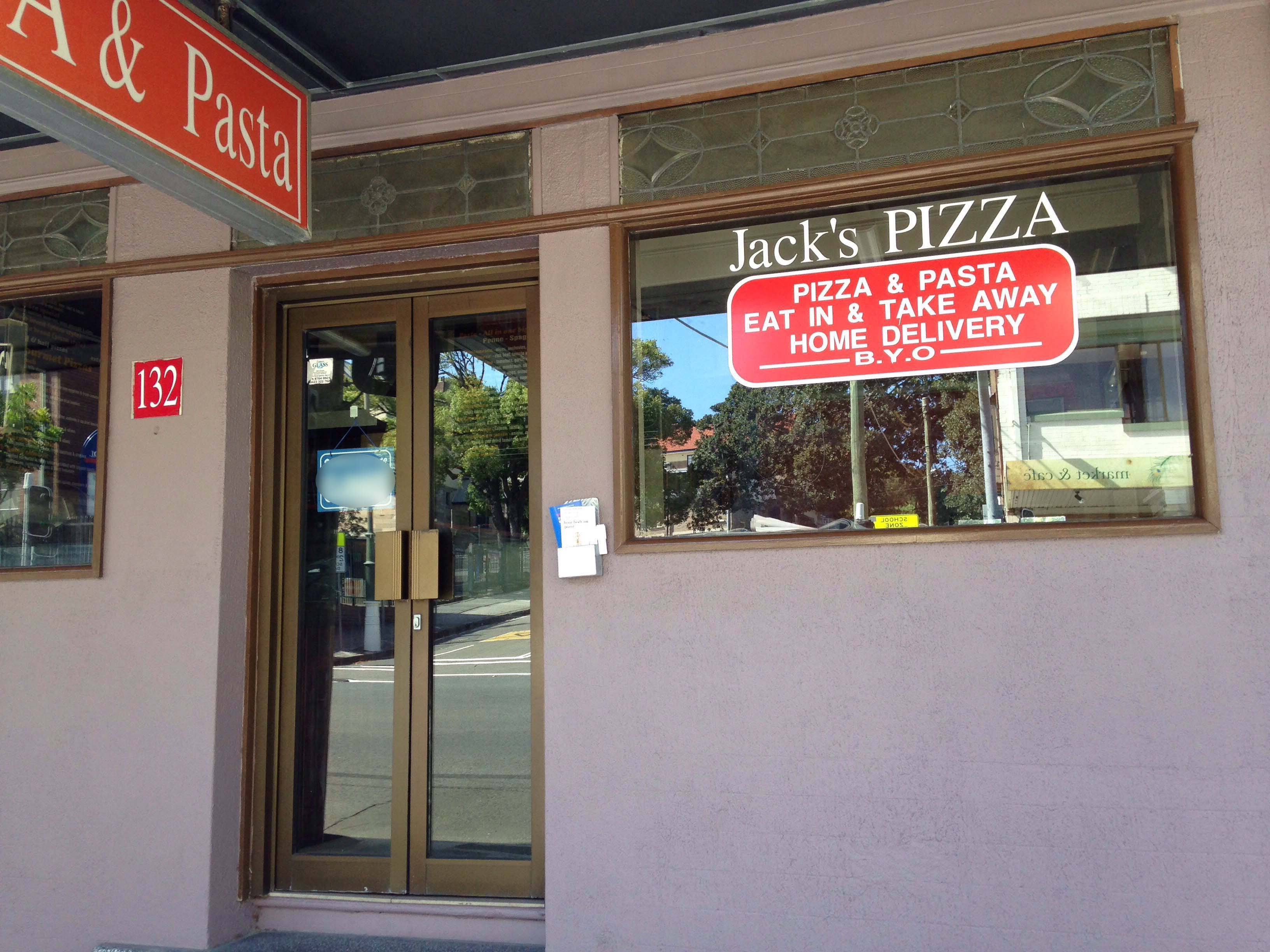 Menu of Jack's Pizza & Pasta, Coogee, Sydney