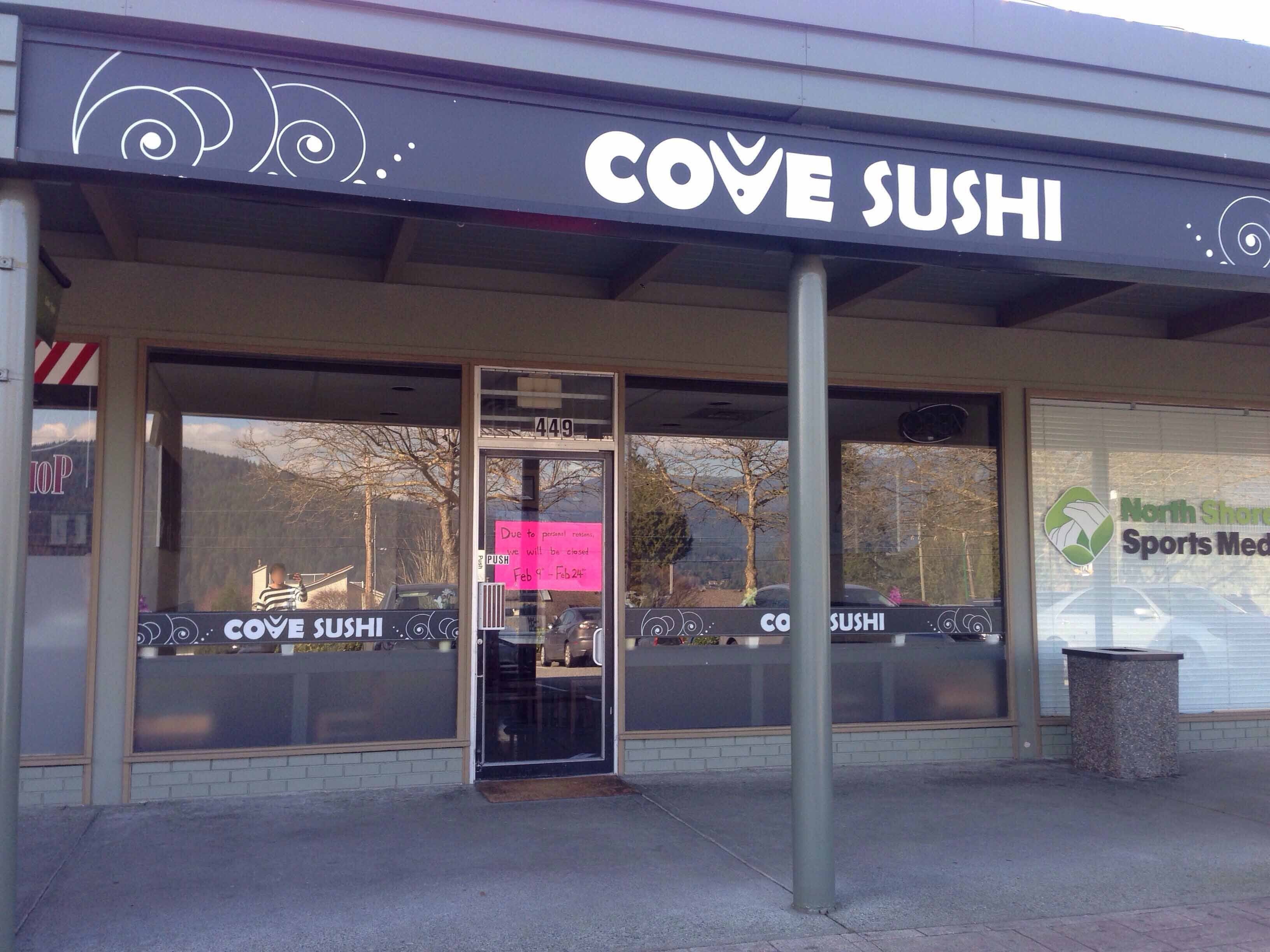 Menu of Cove Sushi, Deep Cove, North Vancouver