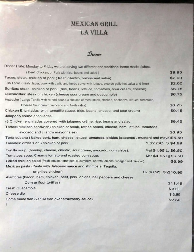 La Villa Mexican Grill Menu Menu For La Villa Mexican Grill Riverview   Dbe59f627b2d548348206521bad311d2 Featured V2 