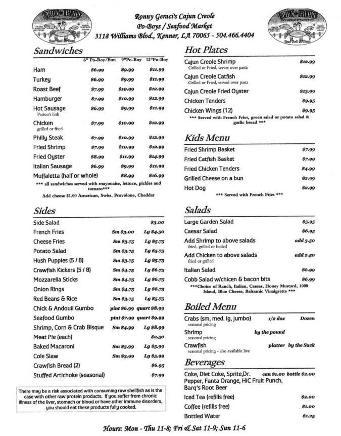 Cajun Creole Seafood Menu Menu For Cajun Creole Seafood Kenner New cajun-creole-seafood-menu-menu-for-cajun-creole-seafood-kenner-new
