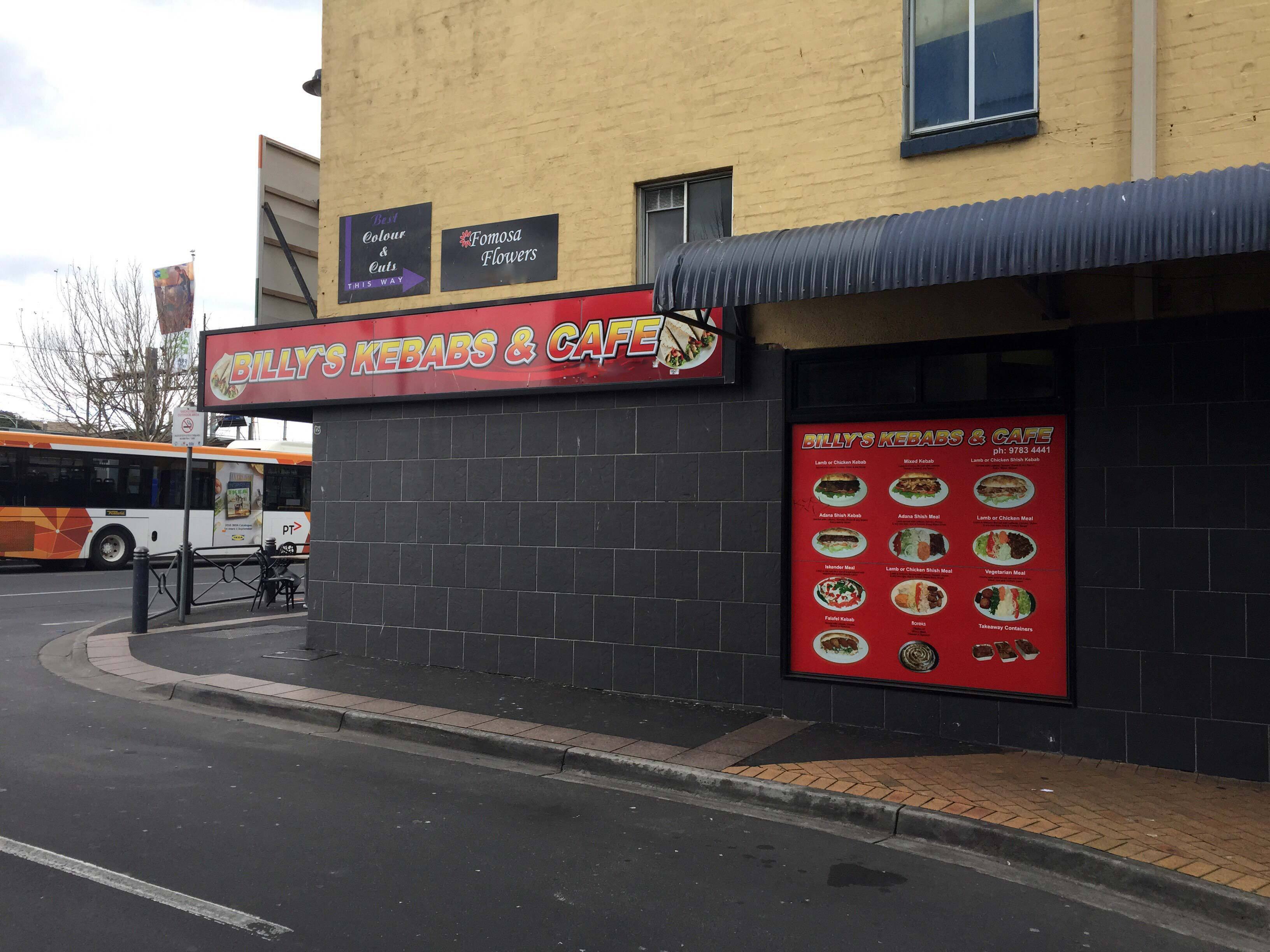 Menu of Billy's Kebabs and Cafe, Frankston, Melbourne