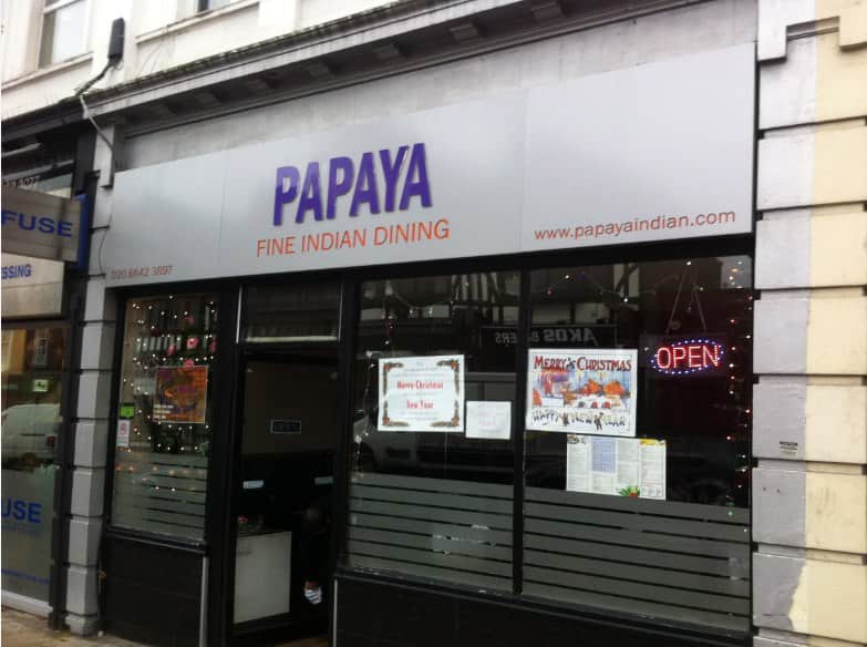 Papaya Menu, Menu for Papaya, Sutton, London