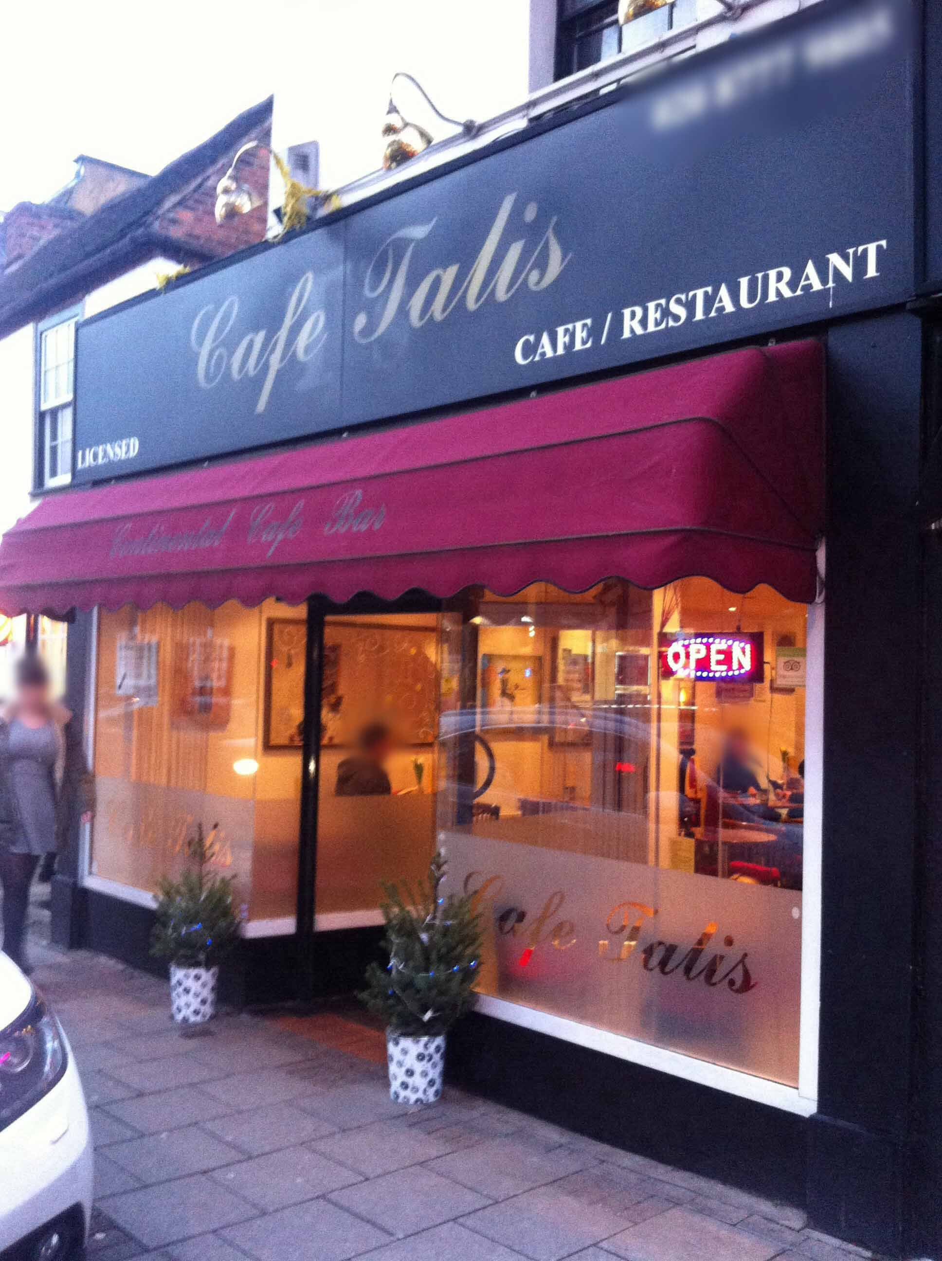 Menu of Cafe Talis, West Wickham, London