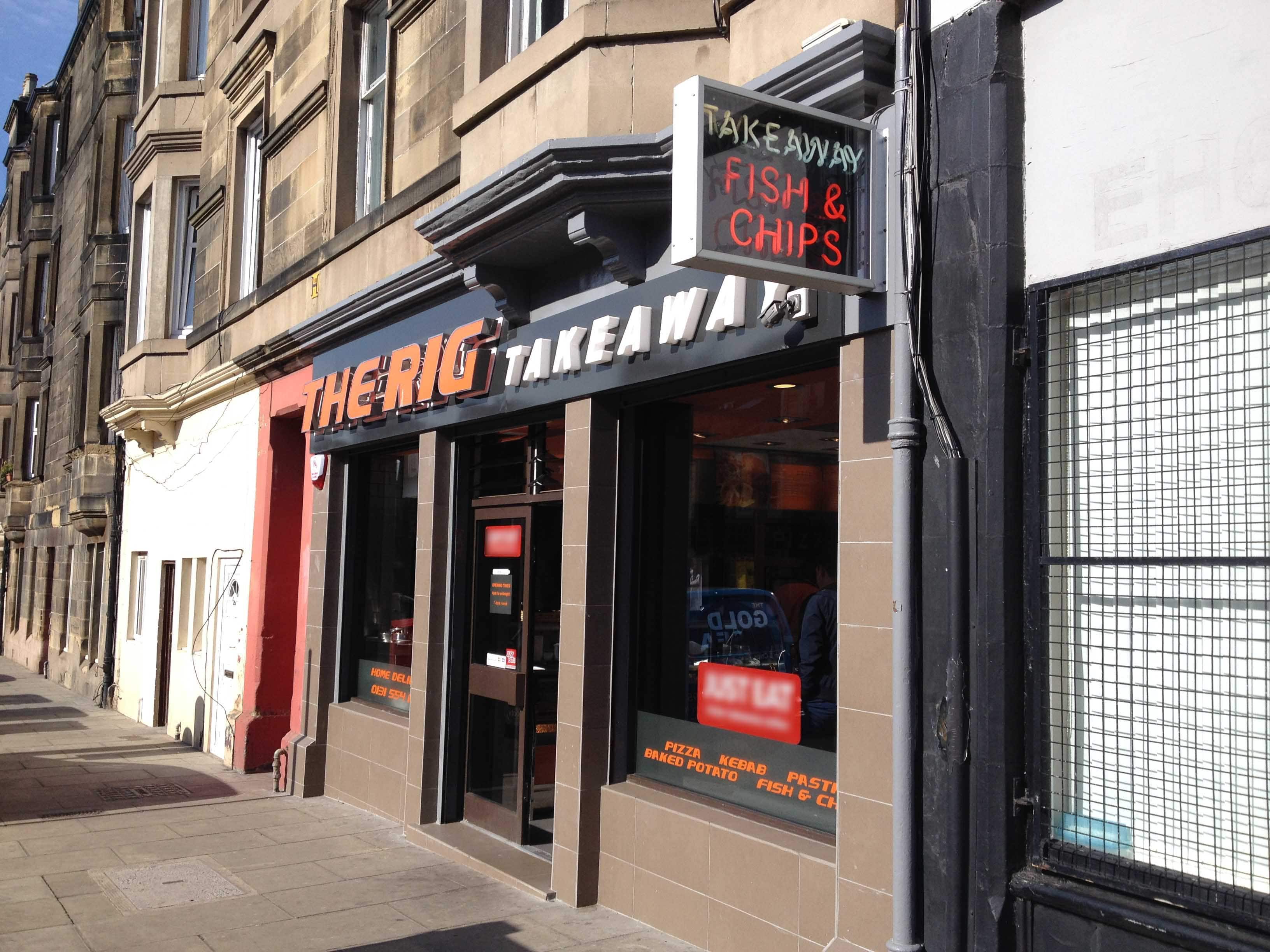 Menu of The Rig, Leith, Edinburgh