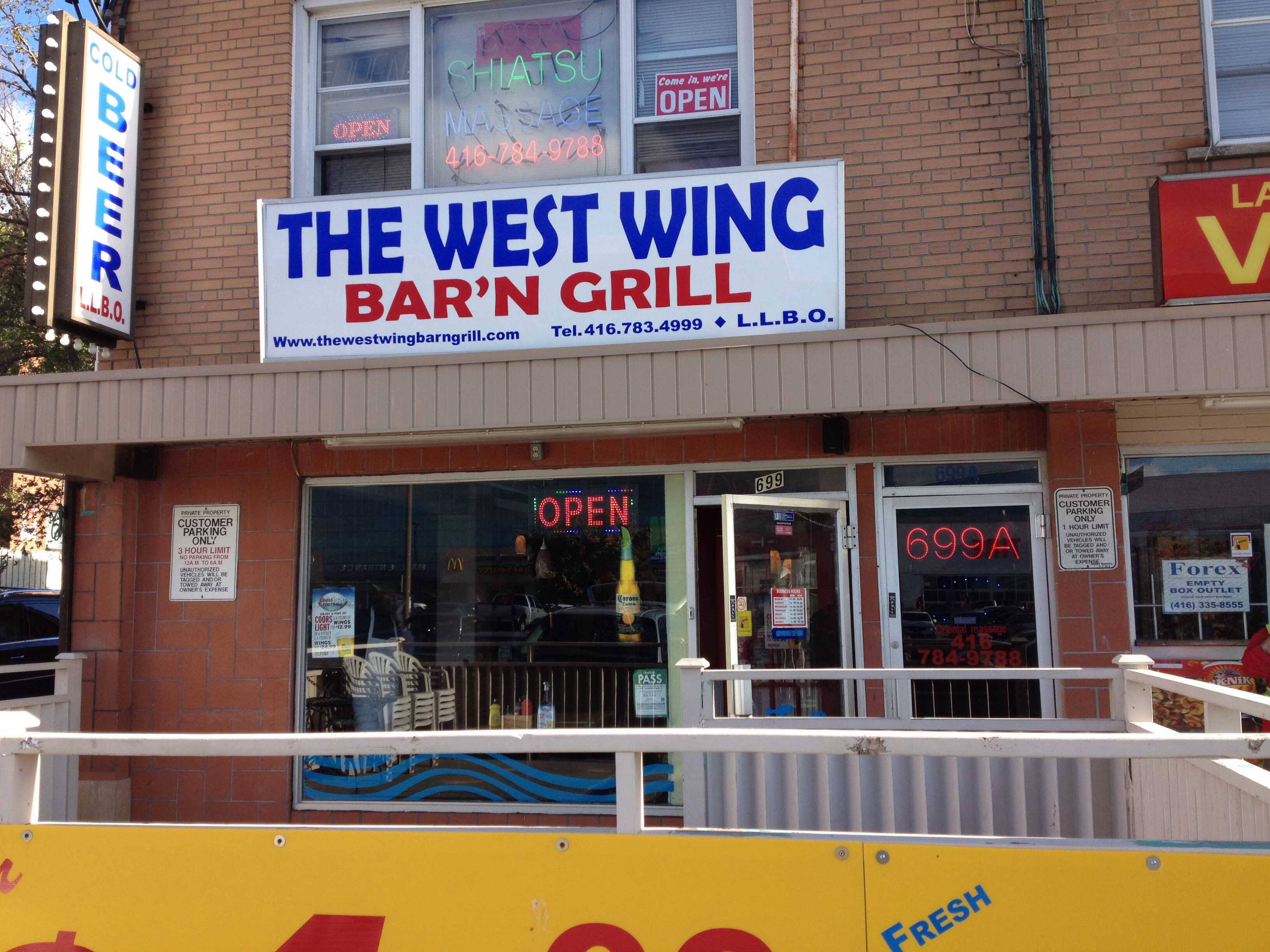 Menu of The West Wing, North York, Toronto